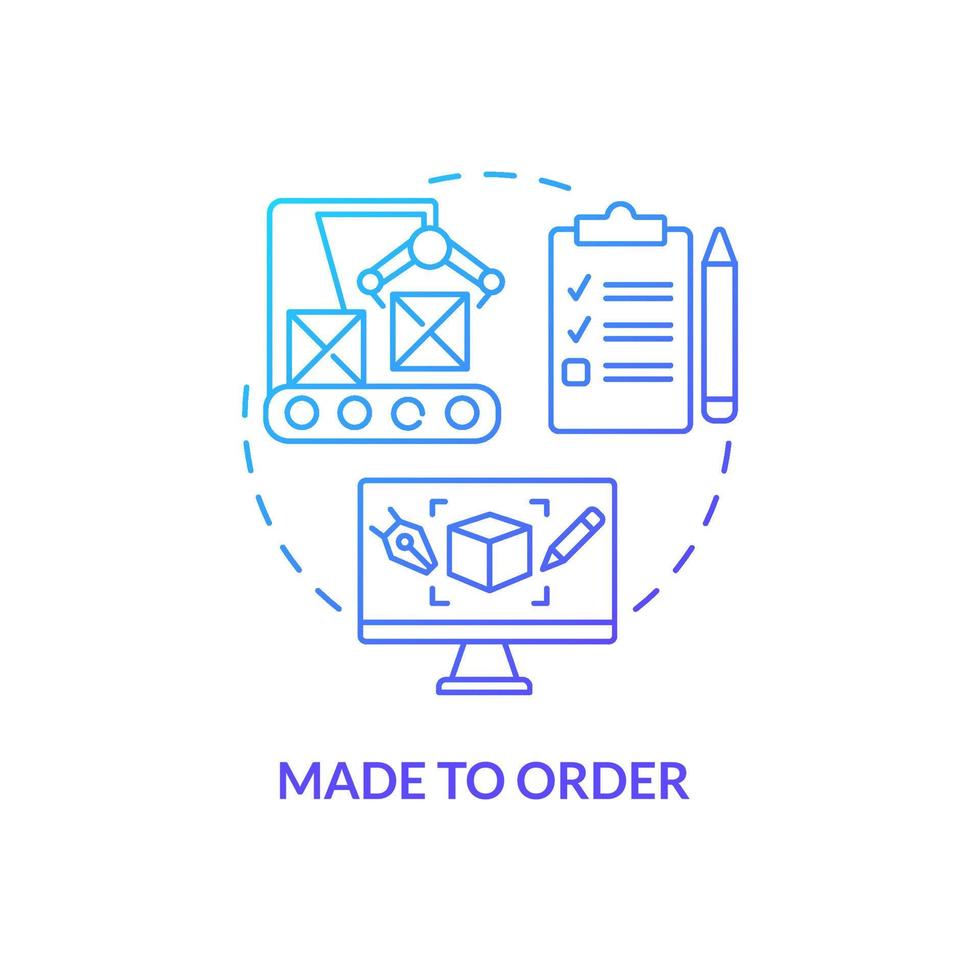 Made to order blue gradient concept icon. Customer personal requirements. Type of products abstract idea thin line illustration. Isolated outline drawing. vector