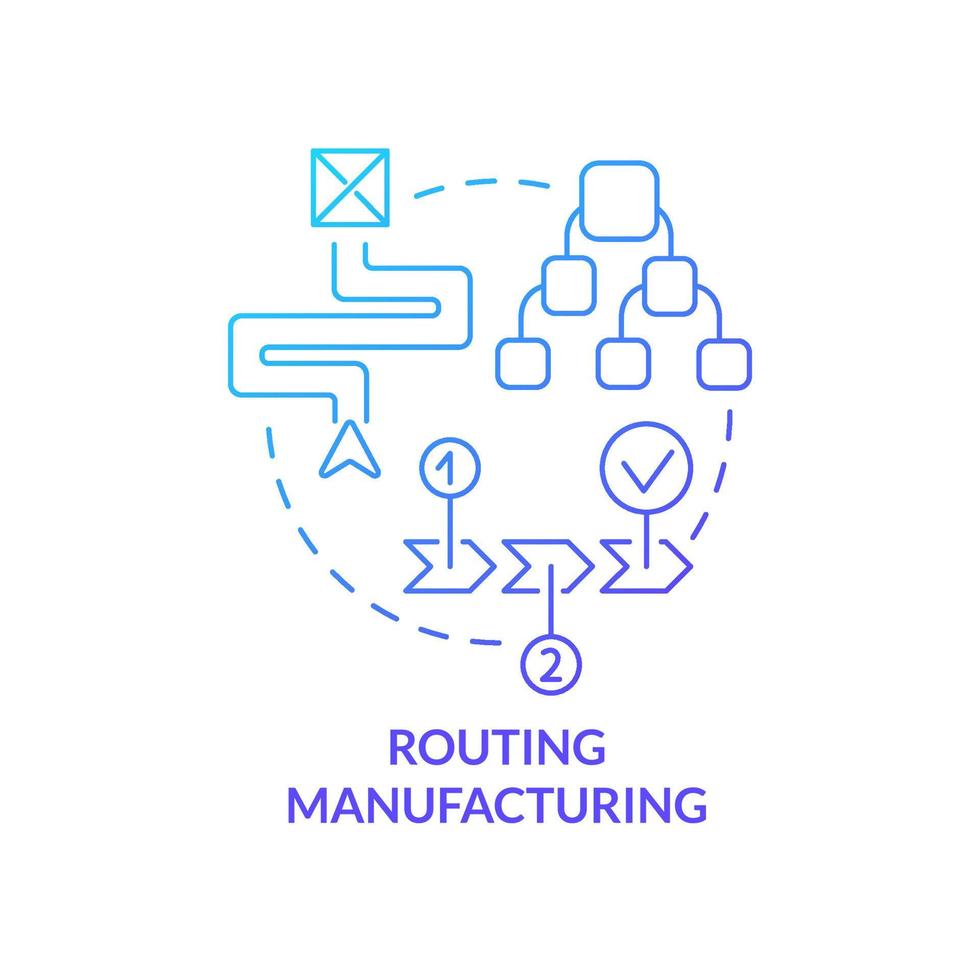 Routing manufacturing blue gradient concept icon. Step by step operation process. Production stage abstract idea thin line illustration. Isolated outline drawing. vector