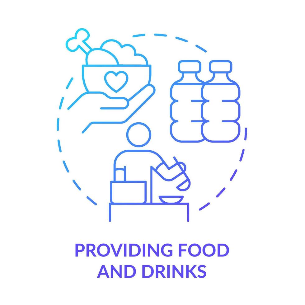 Providing food and drinks blue gradient concept icon. Foodstuff supply. Government initiative abstract idea thin line illustration. Isolated outline drawing. vector