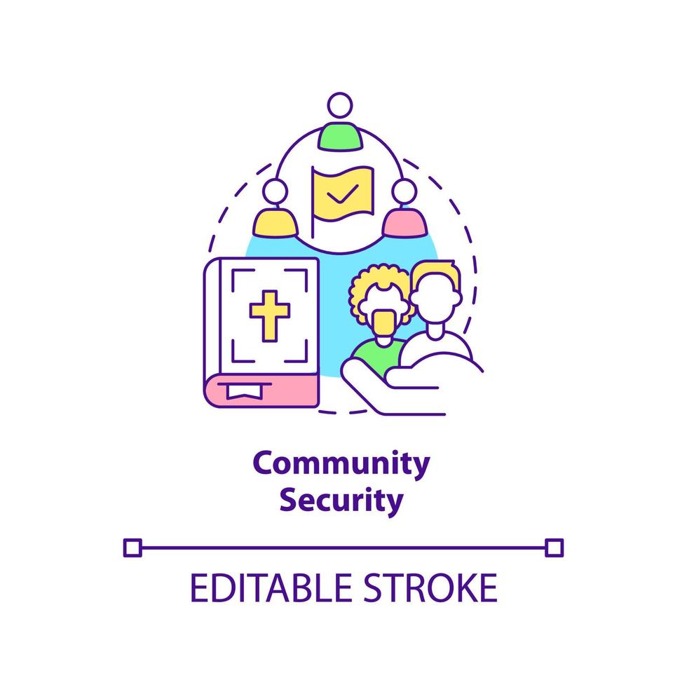 Community security concept icon. Groups protection. Element of national safety abstract idea thin line illustration. Isolated outline drawing. Editable stroke. vector