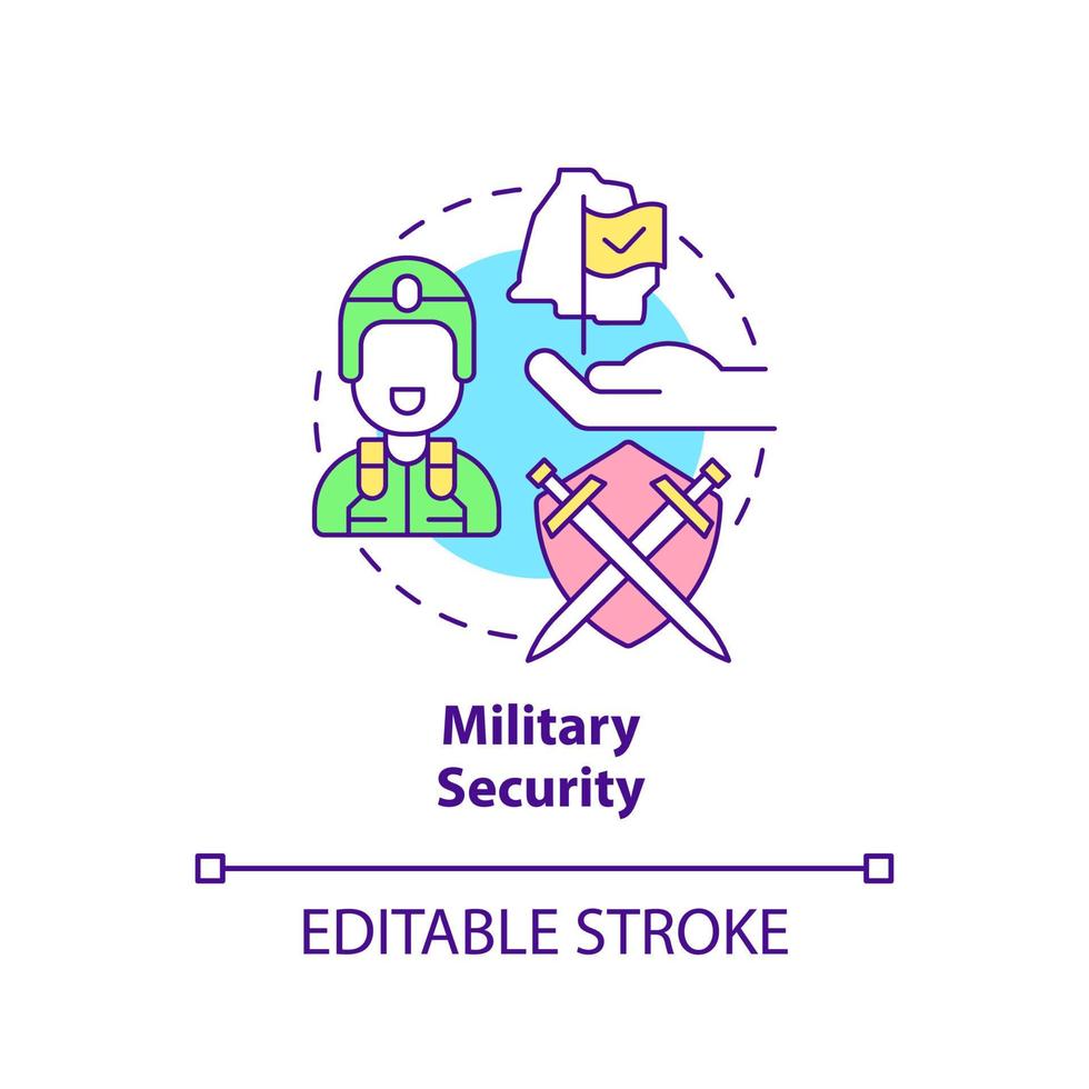 Military security concept icon. Armed forces. Element of national safety abstract idea thin line illustration. Isolated outline drawing. Editable stroke. vector