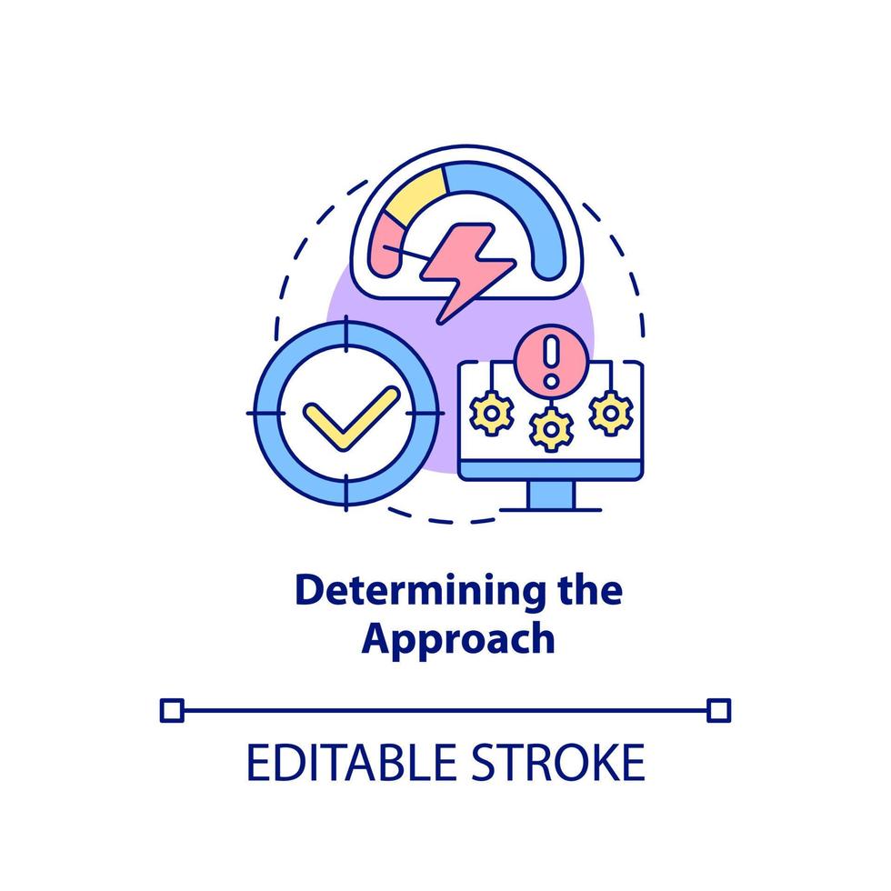 Determining approach concept icon. National security. Dealing with threats abstract idea thin line illustration. Isolated outline drawing. Editable stroke. vector