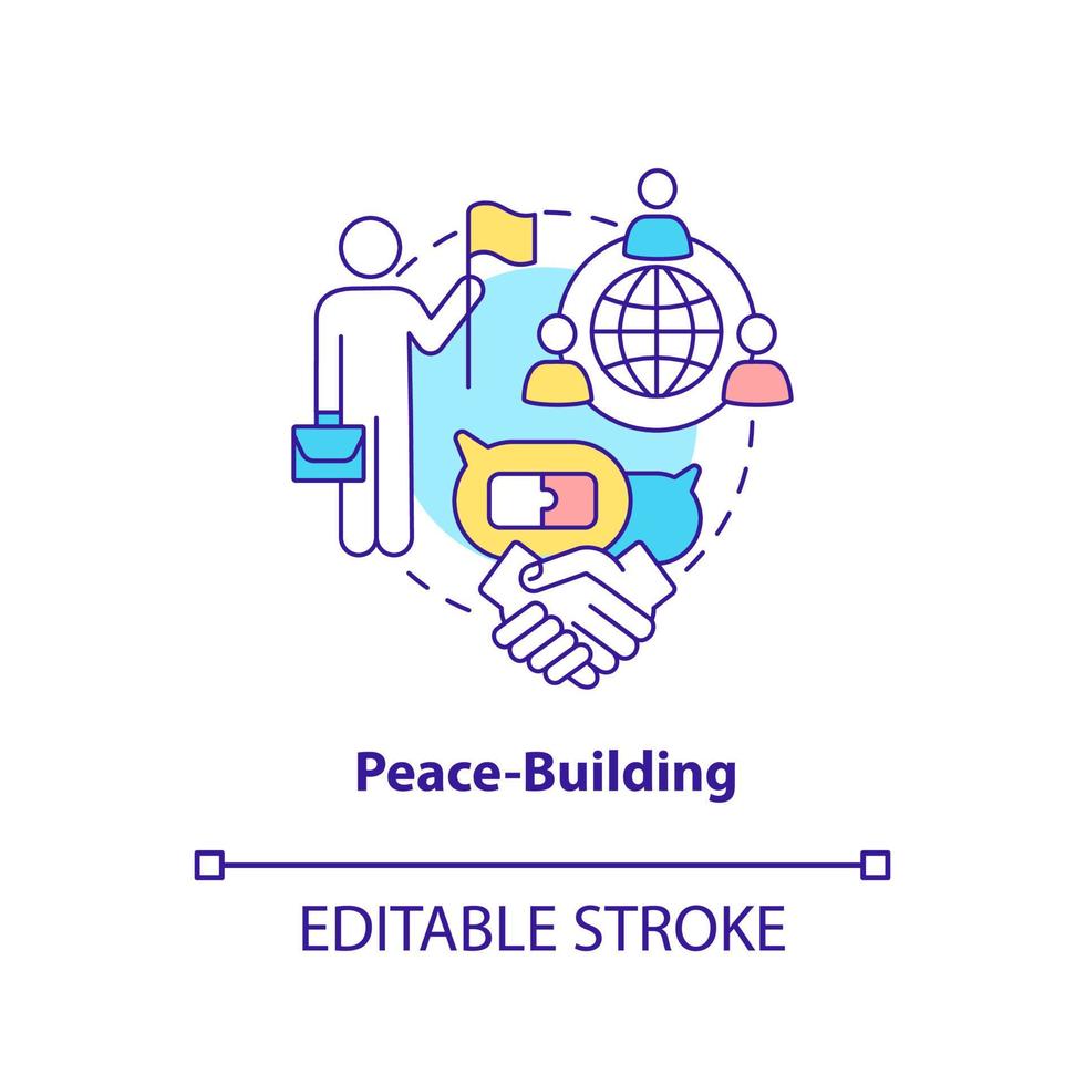 Peacebuilding concept icon. Constructive relationships. Community
