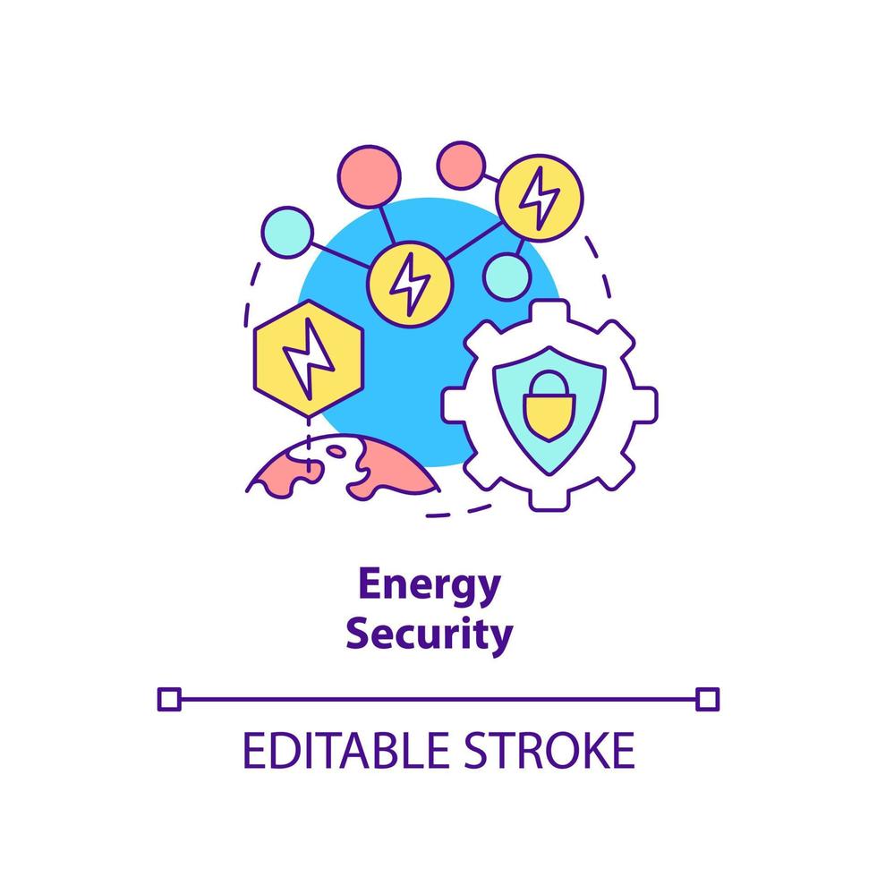 Energy security concept icon. Power systems. National protection program abstract idea thin line illustration. Isolated outline drawing. Editable stroke. vector