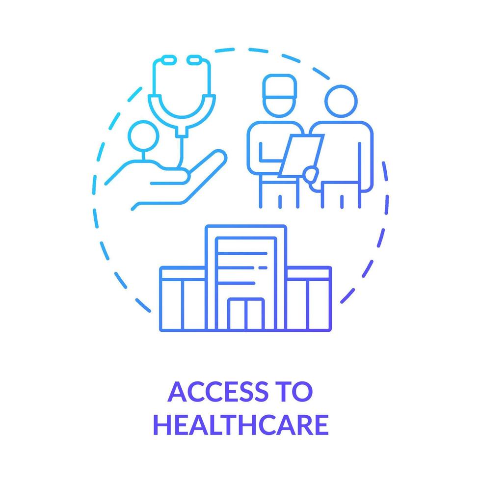 Access to healthcare blue gradient concept icon. Medical assistance. Healthcare. Refugee right abstract idea thin line illustration. Isolated outline drawing. vector
