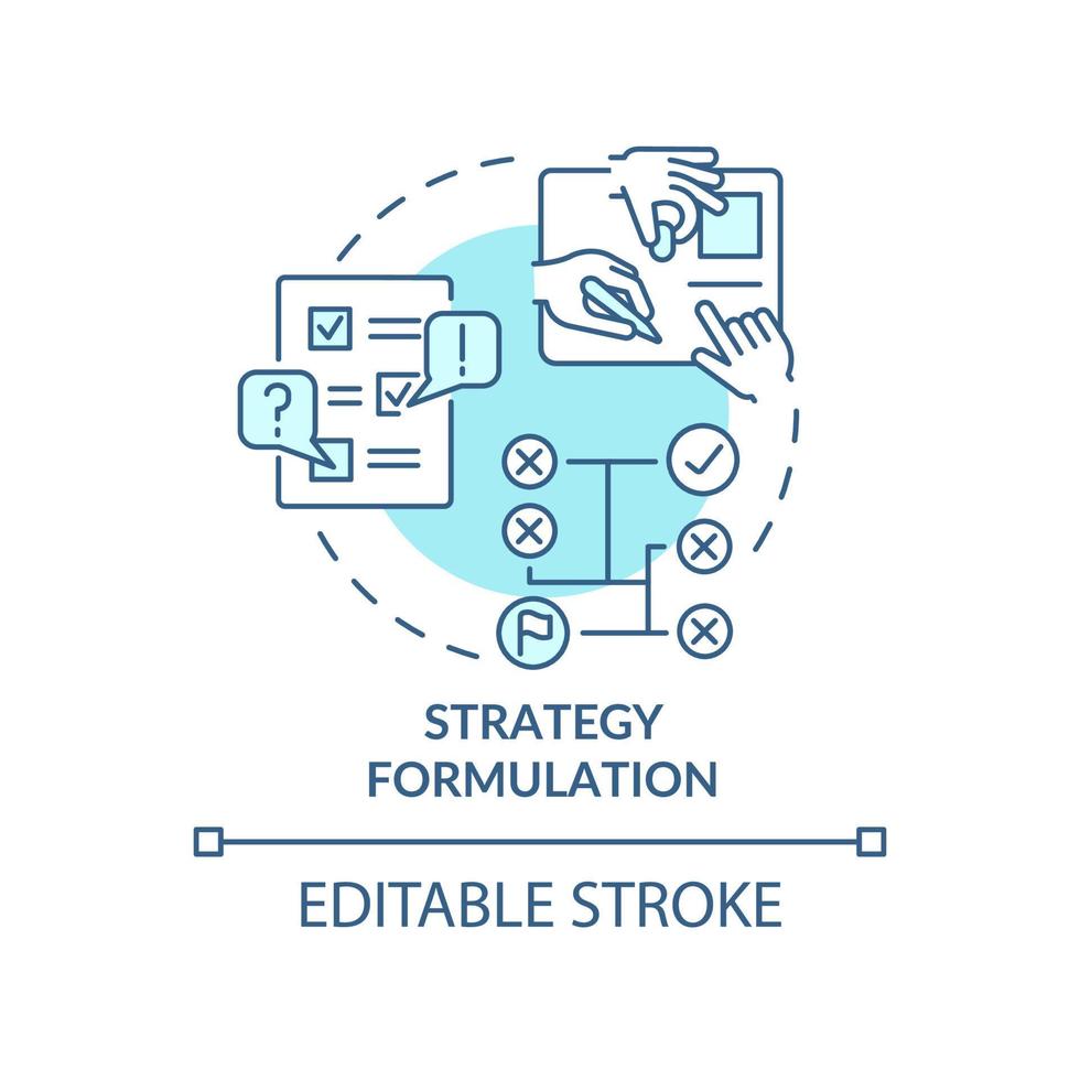 Strategy formulation turquoise concept icon. Plan implementation. Social planning abstract idea thin line illustration. Isolated outline drawing. Editable stroke. vector