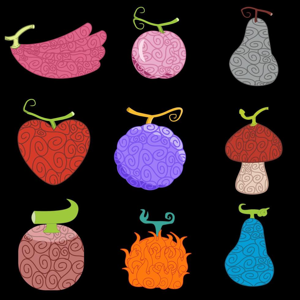 weird shape fruit with secret power inside vector