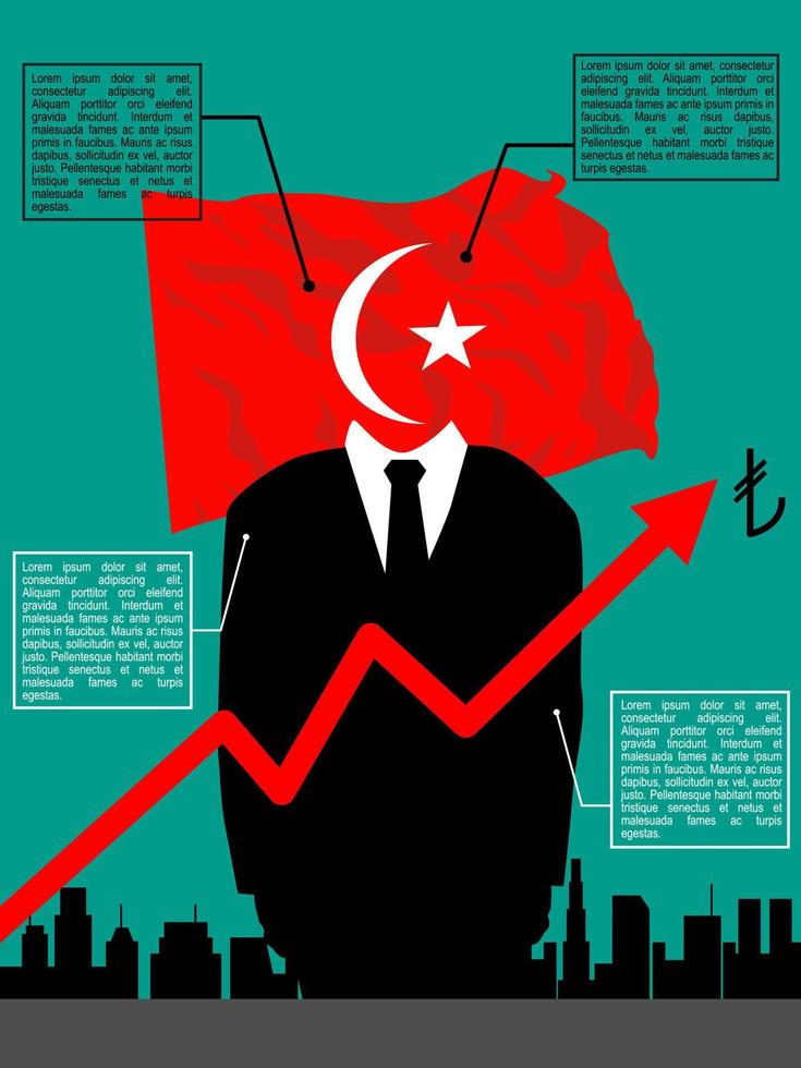 turkey inflation suitable for infographic and news illustration vector