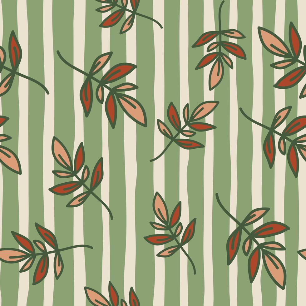 lindo contorno deja un patrón sin costuras. papel tapiz de hoja simple. fondo floral botánico. vector