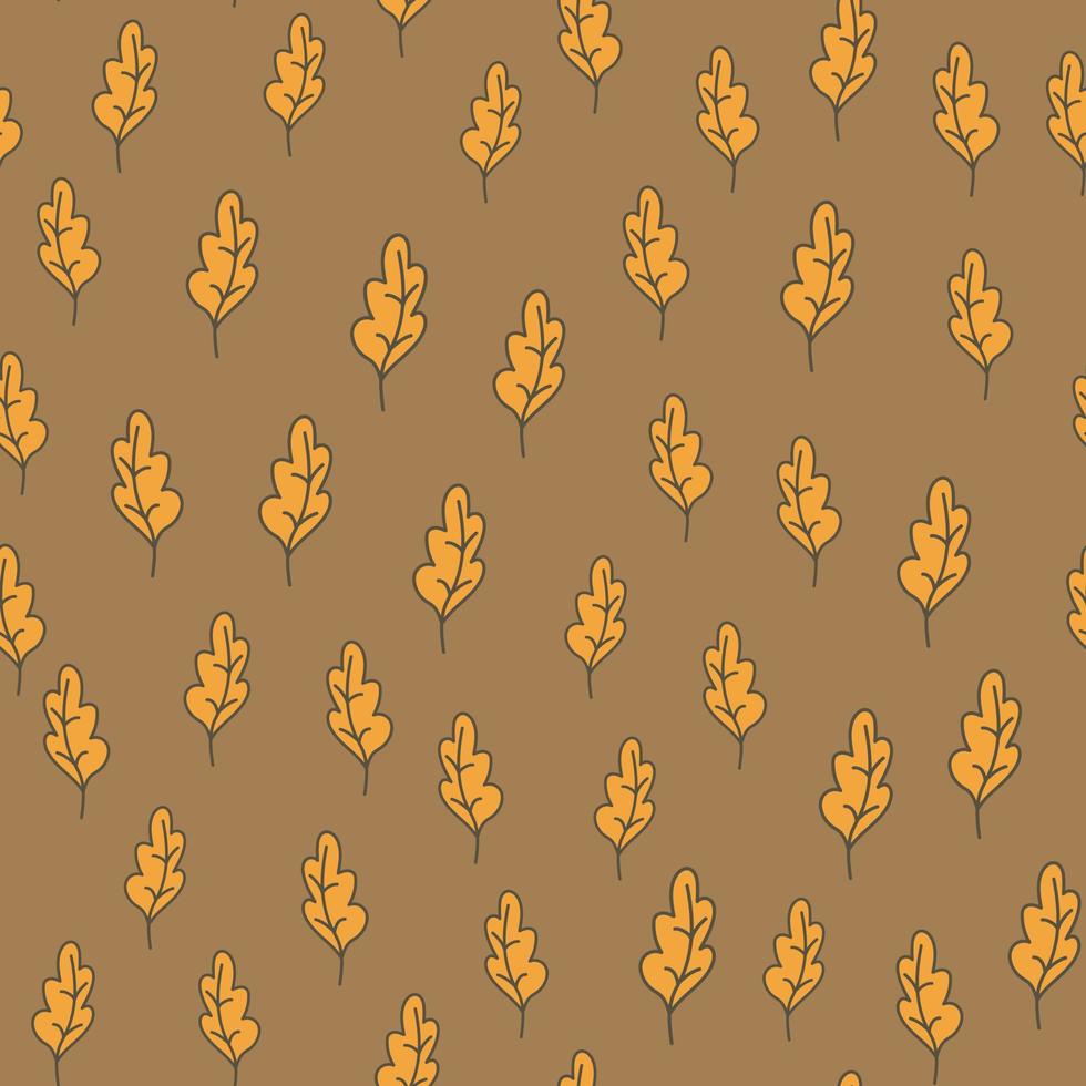 Simple outline oak seamless pattern. Foliage backdrop. Nature wallpaper. vector