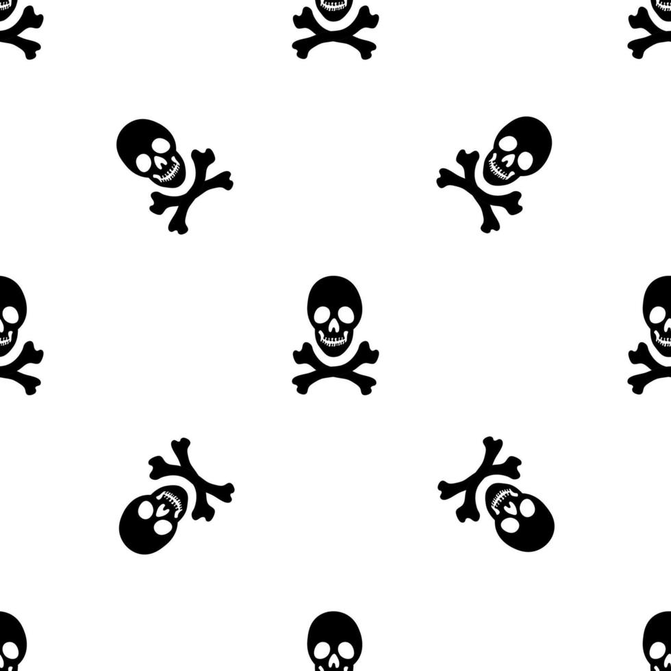 Black skeletons in various poses pattern. Halloween design. Perfect for fall, holidays, fabric, textile. Seamless repeat swatch. vector