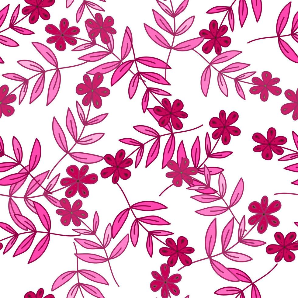 dibujado a mano ditsy flor de patrones sin fisuras. Fondo de pantalla sin fin de campo floral simple. vector