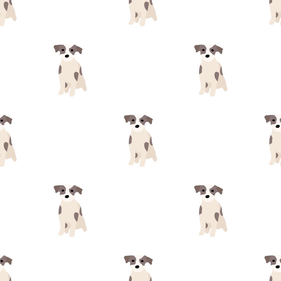 lindos perros jack russell terrier. animales del trasero. vector dibujado a mano de patrones sin fisuras. perfecto para bebés, ropa para niños, diseño de impresión, textil. Fondo blanco.