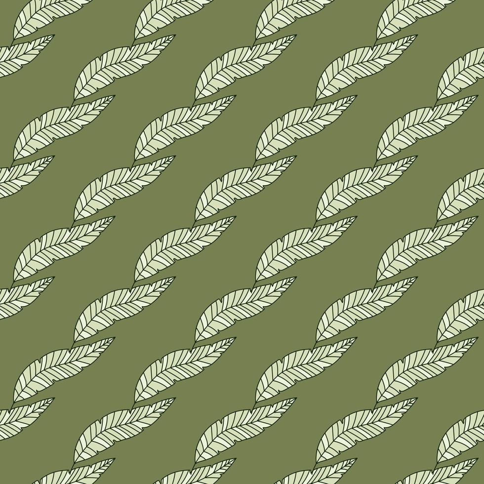 Simple tropical palm leaves seamless pattern. Linear exotic botanical texture. vector
