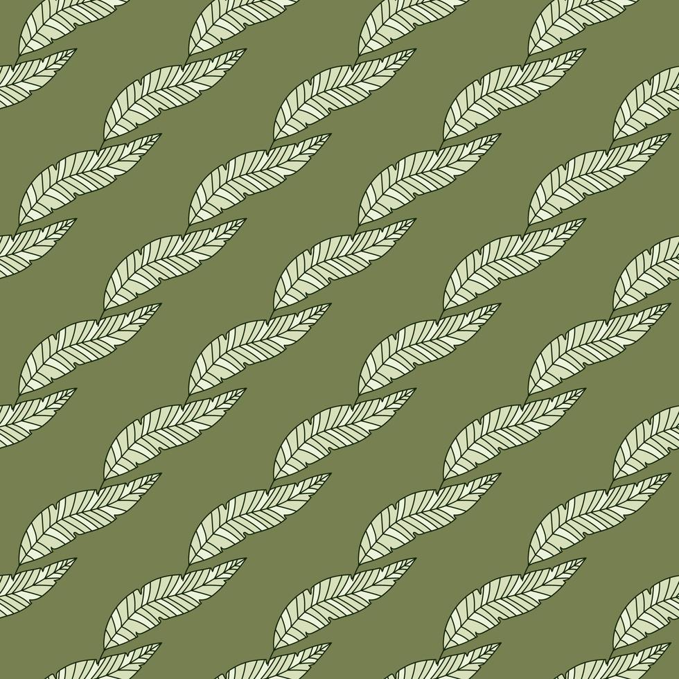 Simple tropical palm leaves seamless pattern. Linear exotic botanical texture. vector