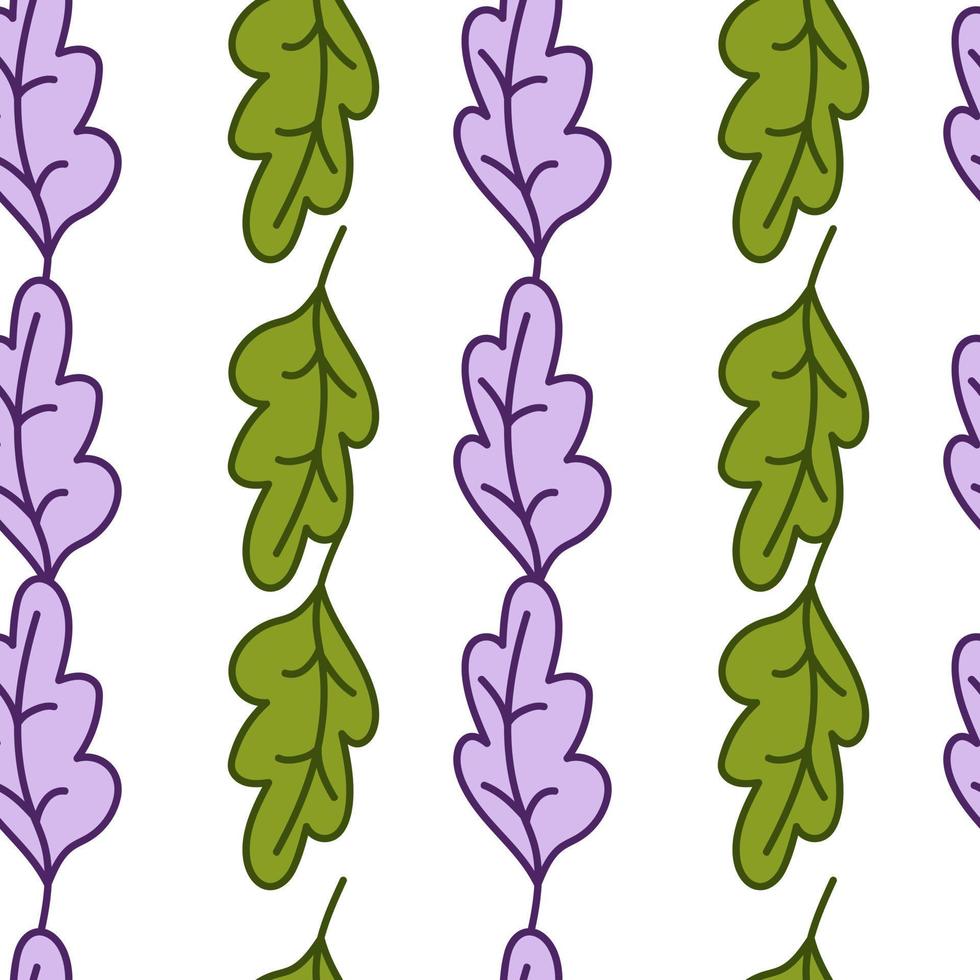 Simple outline oak seamless pattern. Foliage backdrop. Nature wallpaper. vector