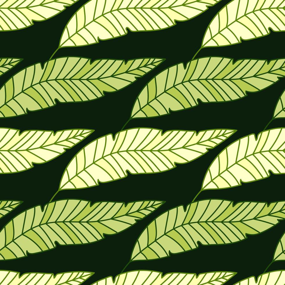 Simple tropical palm leaves seamless pattern. Linear exotic botanical texture. vector