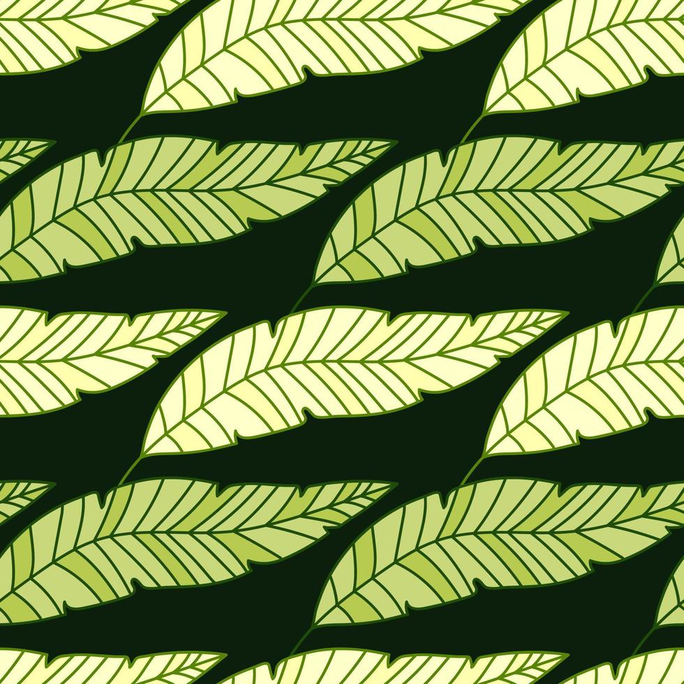 Simple tropical palm leaves seamless pattern. Linear exotic botanical texture. vector