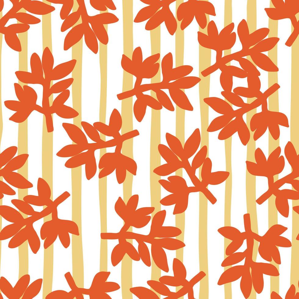 Cute strange tropical leaves seamless pattern. Naive art style. Leaf plants endless wallpaper. vector