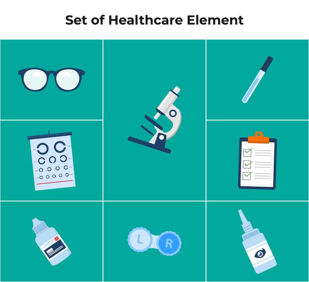conjunto de vectores de iconos planos médicos. equipo médico y de enfermería. elemento para el cuidado de la salud. pasos vectoriales 10