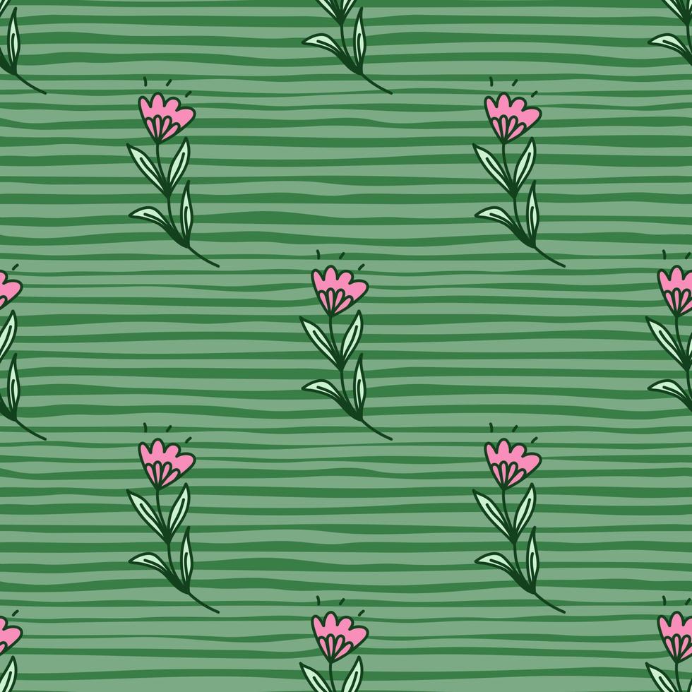 Cute flower seamless pattern in stylized folk style. Hand drawn elegant botanical background. vector