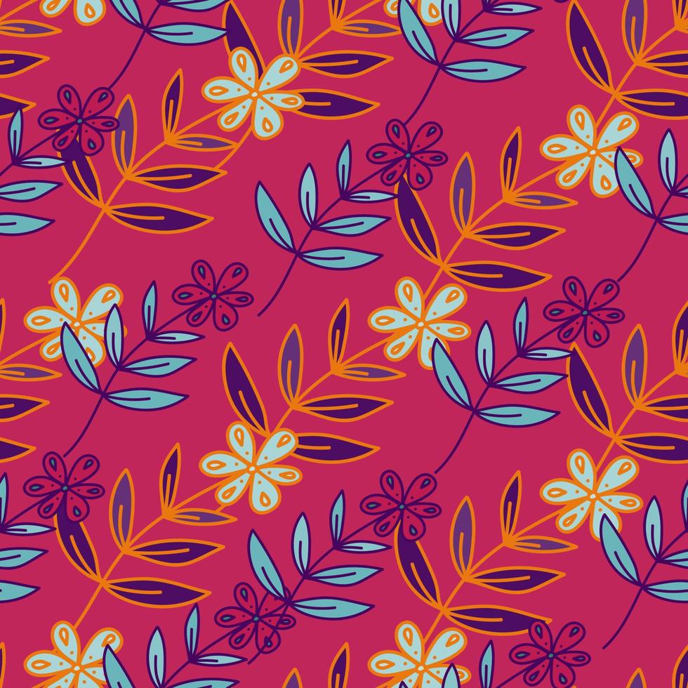 dibujado a mano ditsy flor de patrones sin fisuras. Fondo de pantalla sin fin de campo floral simple. vector