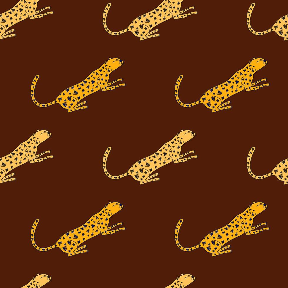 garabato, guepardo, seamless, patrón. Fondo de pantalla sin fin de leopardo lindo dibujado a mano. fondo de animales salvajes. vector