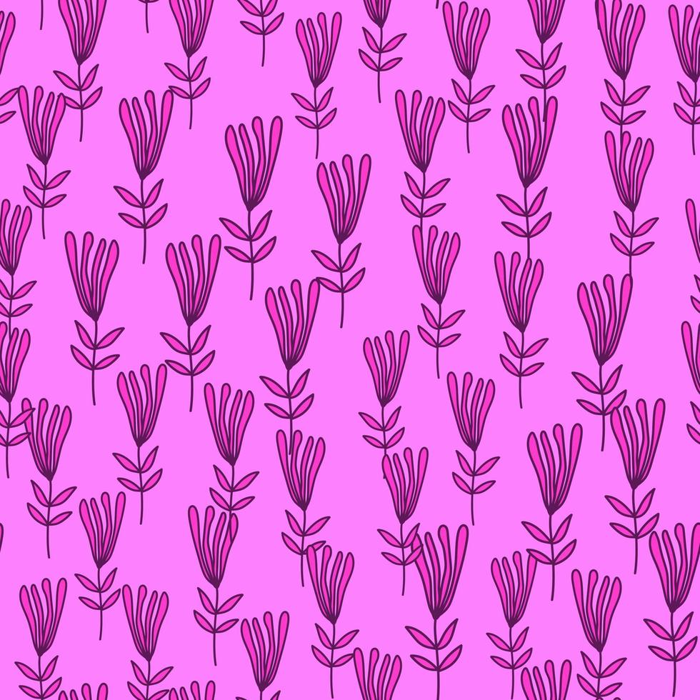 Flower seamless pattern. Abstract floral wallpaper. Doodle art style. Cute plants endless backdrop. vector