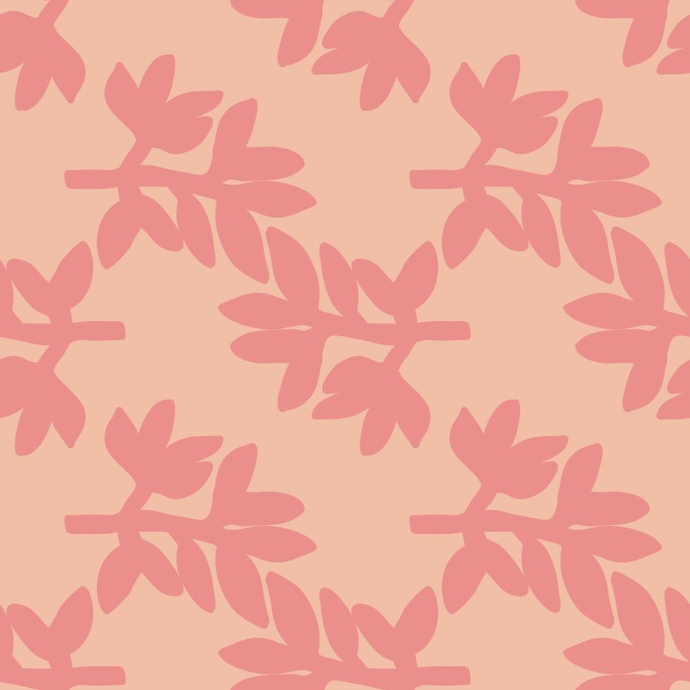 Cute strange tropical leaves seamless pattern. Naive art style. Leaf plants endless wallpaper. vector