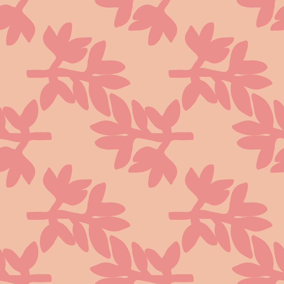 Cute strange tropical leaves seamless pattern. Naive art style. Leaf plants endless wallpaper. vector