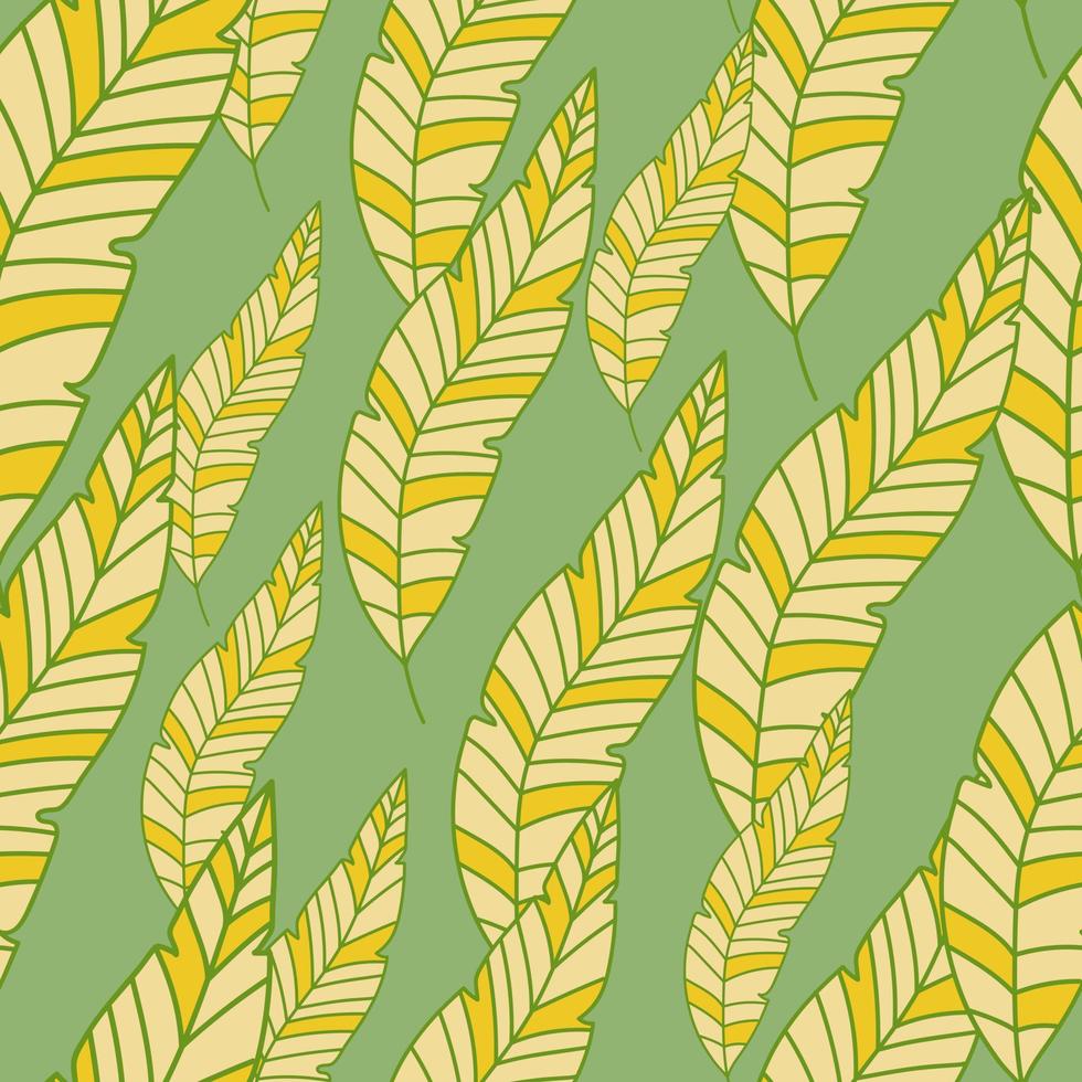 Simple tropical palm leaves seamless pattern. Linear exotic botanical texture. vector