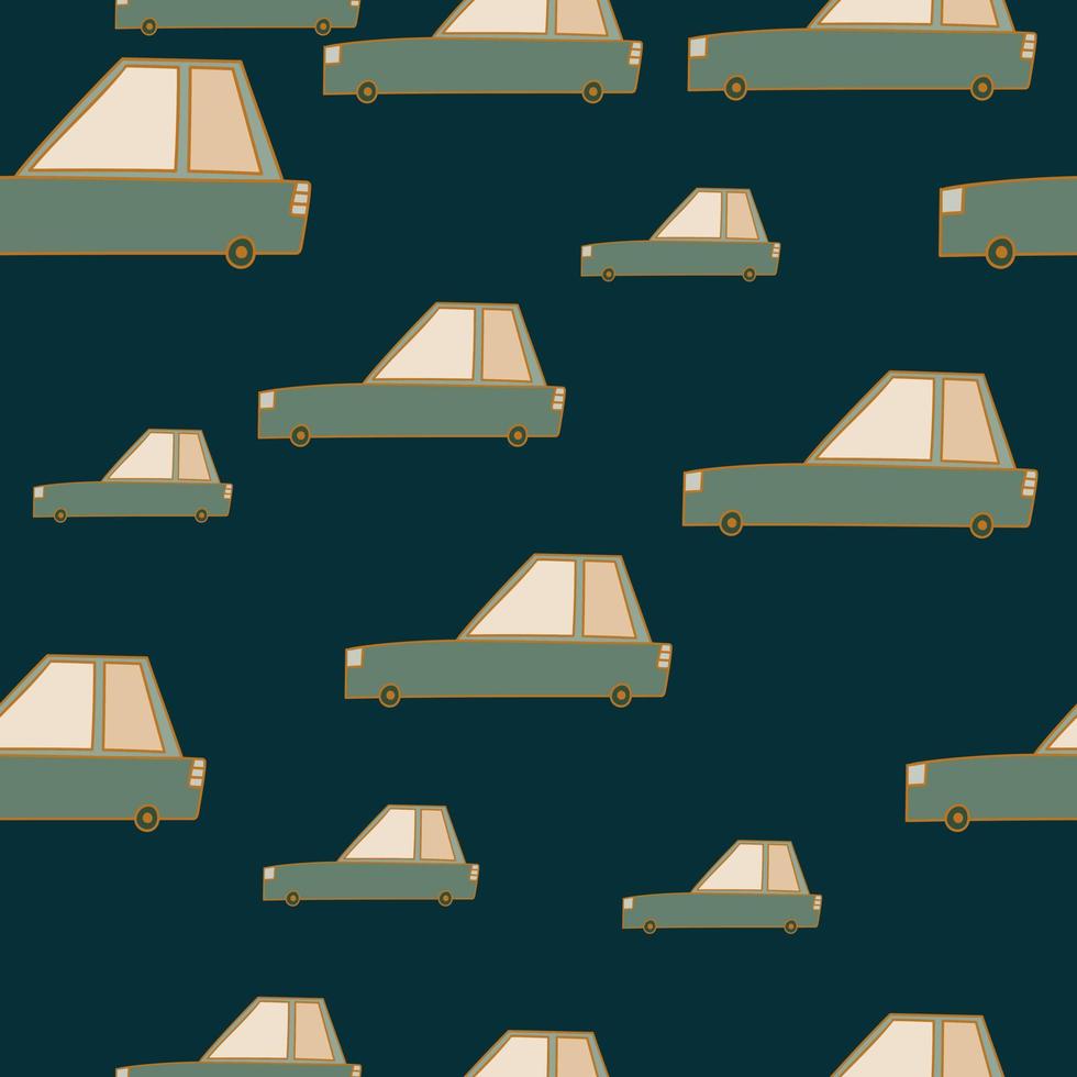 Doodle cars seamless pattern. Transport wallpaper. Kids automobile background. vector