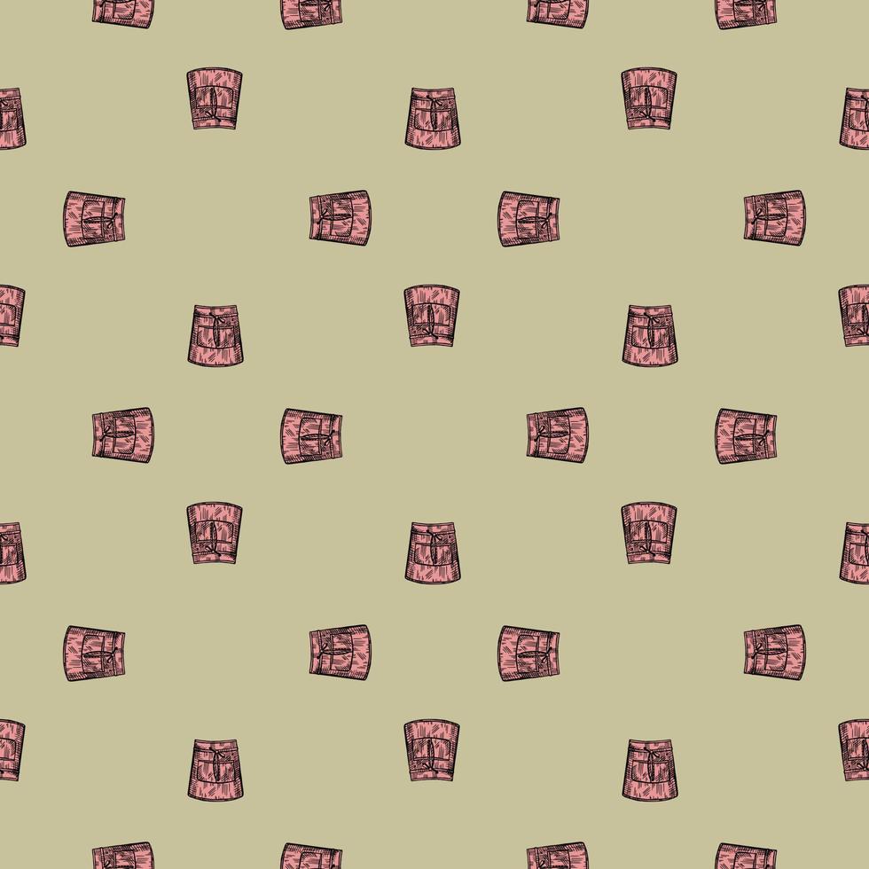 Apron short engraved seamless pattern. Chef pinafore for work to kitchen restaurant or cafe in hand drawn style. vector
