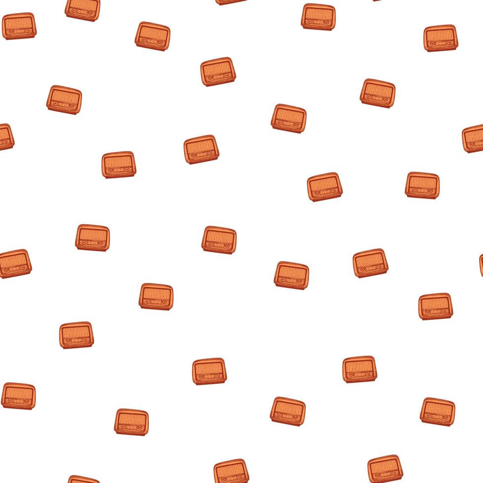 Retro radio engraved seamless pattern. Vintage media equipment in hand drawn style. vector
