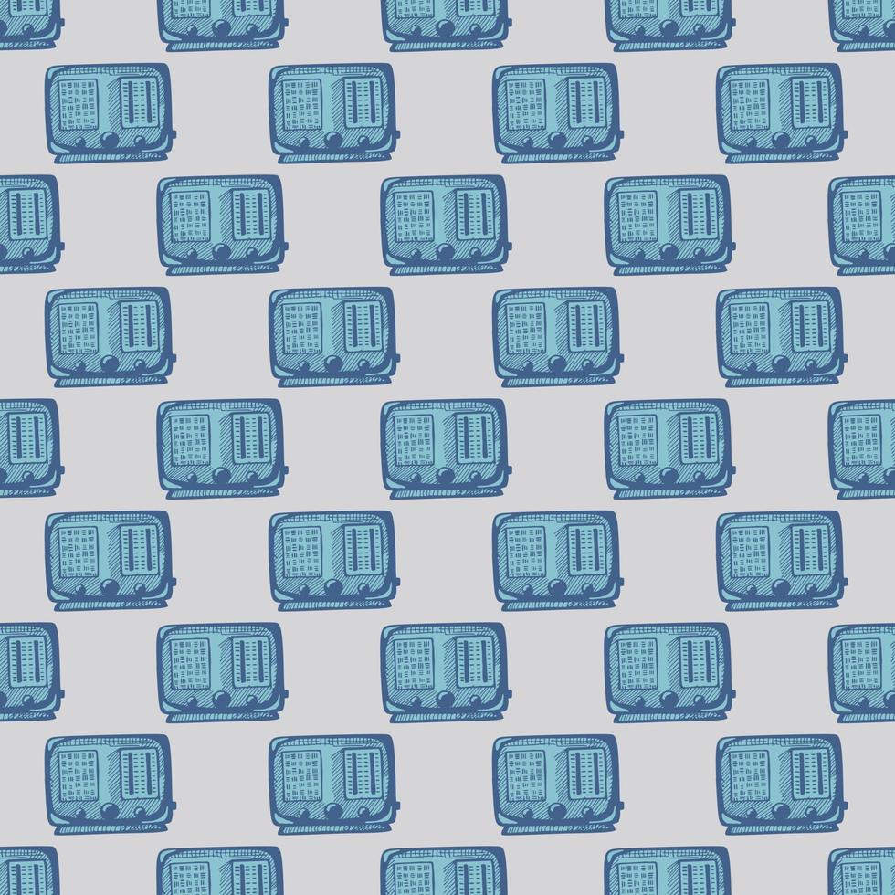 Retro radio engraved seamless pattern. Vintage media equipment in hand drawn style. vector