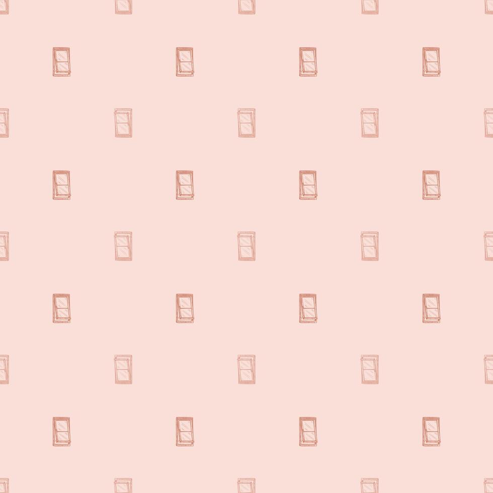 Windows lean forward engraved seamless pattern. Retro frame glass window hand drawn style. vector