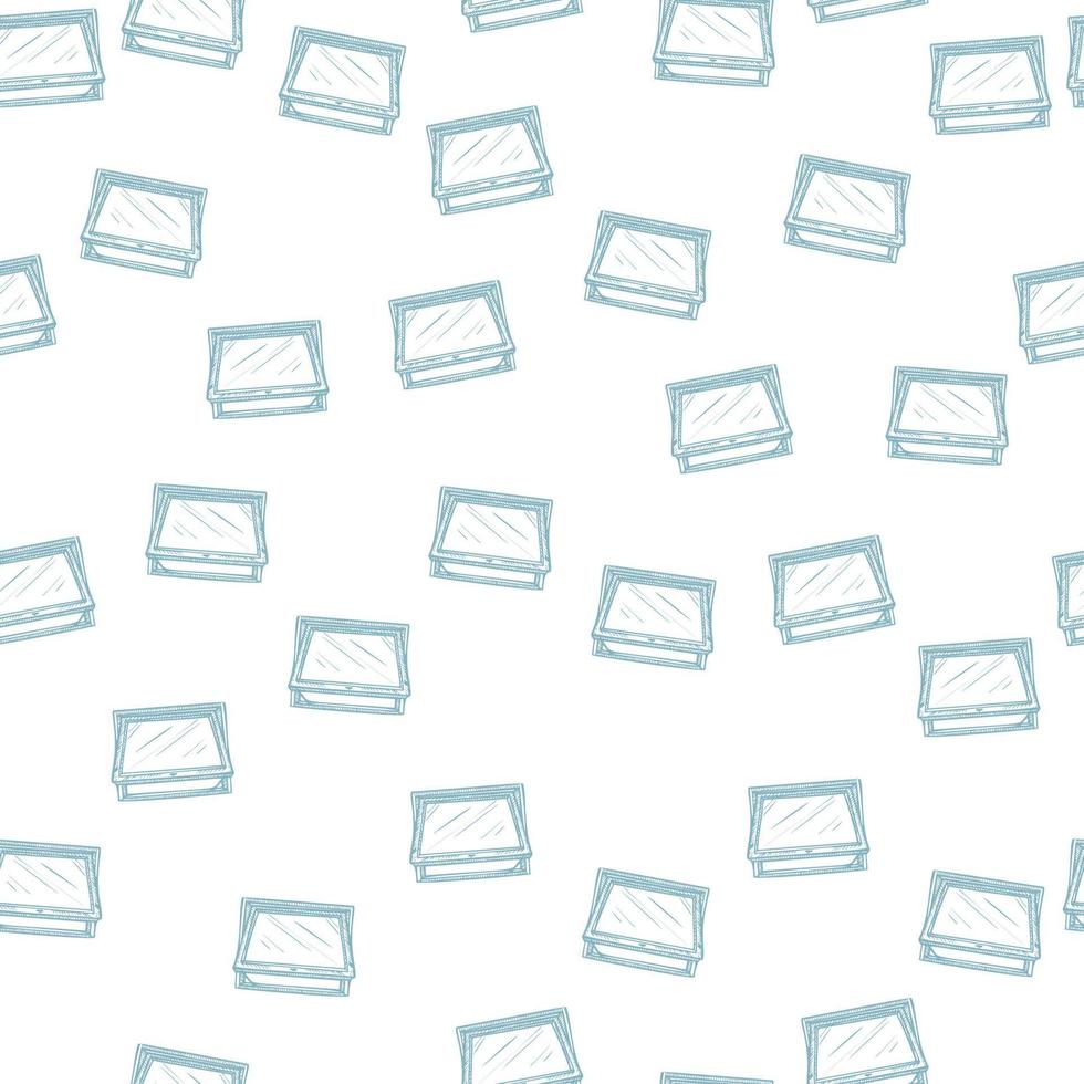 Opened window lean forward seamless pattern. Retro element inside wall in hand drawn style. vector