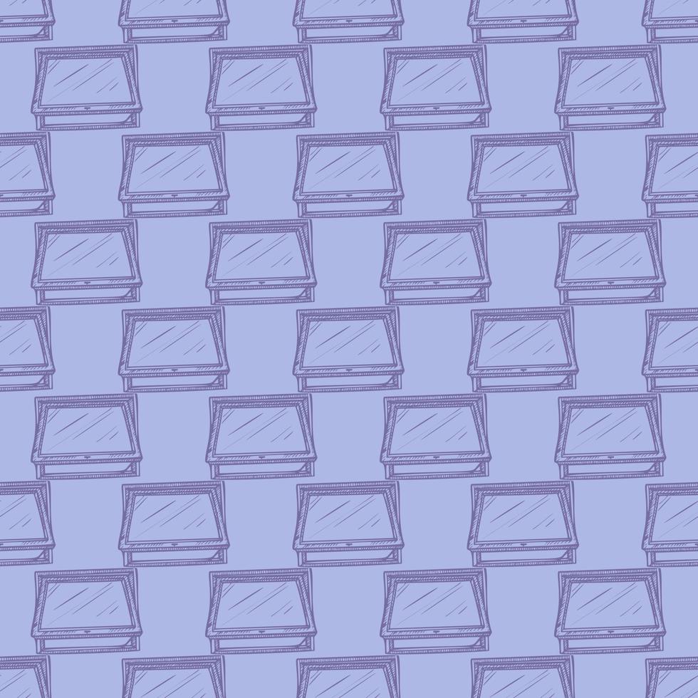Opened window lean forward seamless pattern. Retro element inside wall in hand drawn style. vector