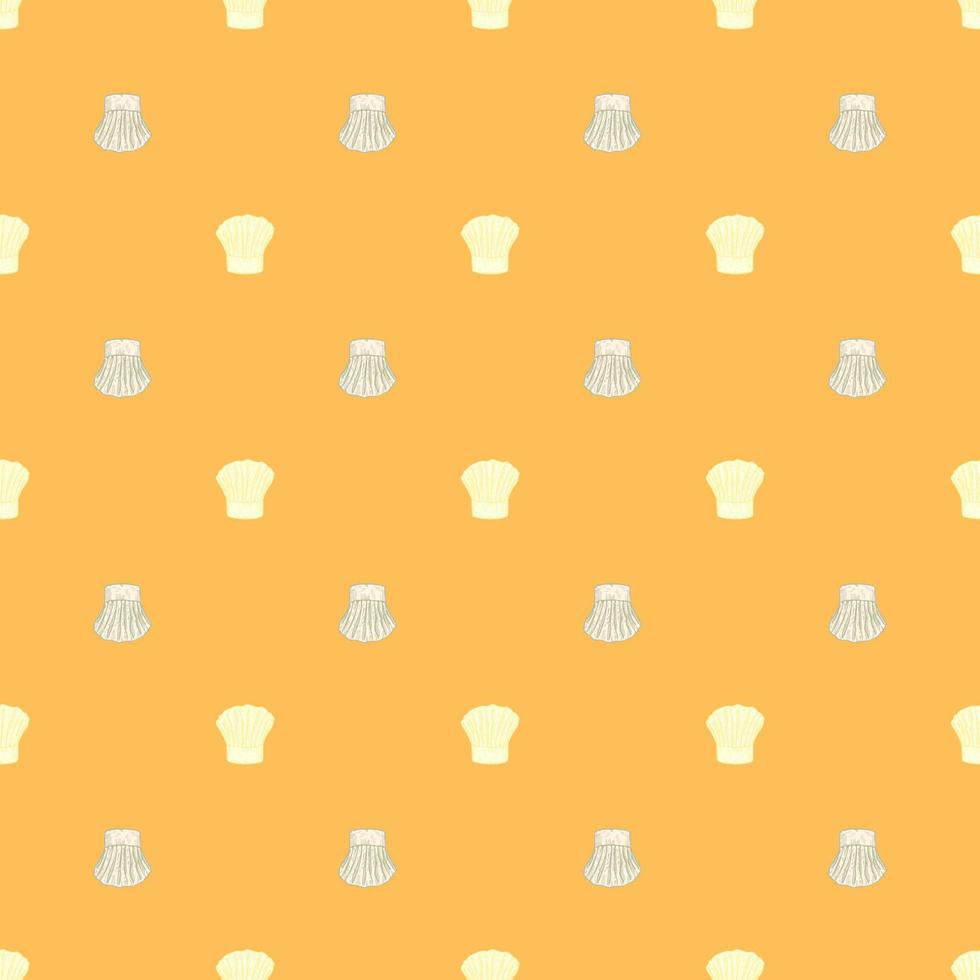 Chef hat engraved seamless pattern. Kitchen traditional element for cook in hand drawn style. vector