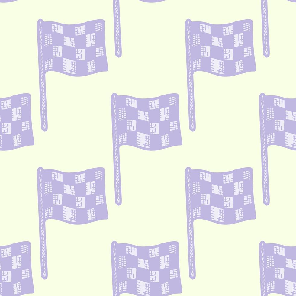 Race flag engraved seamless pattern. Vintage sport elements for drive in hand drawn style. vector