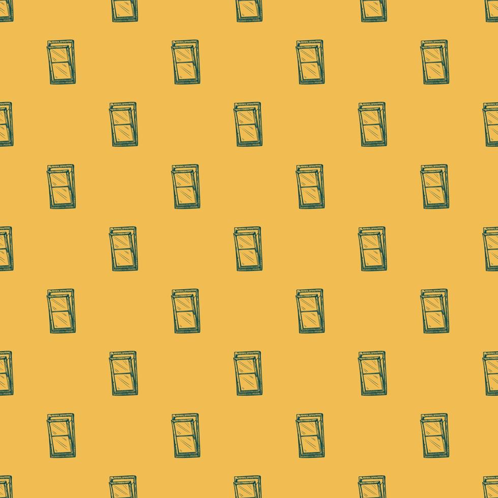 Windows lean forward engraved seamless pattern. Retro frame glass window hand drawn style. vector