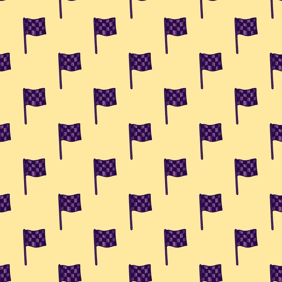 Race flag engraved seamless pattern. Vintage sport elements for drive in hand drawn style. vector