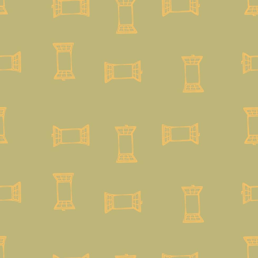 Windows engraved seamless pattern. Retro frame glass window hand drawn style. vector