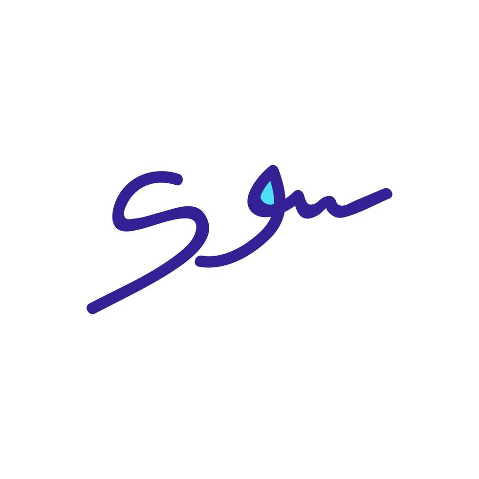 illegible signature icon vector outline illustration