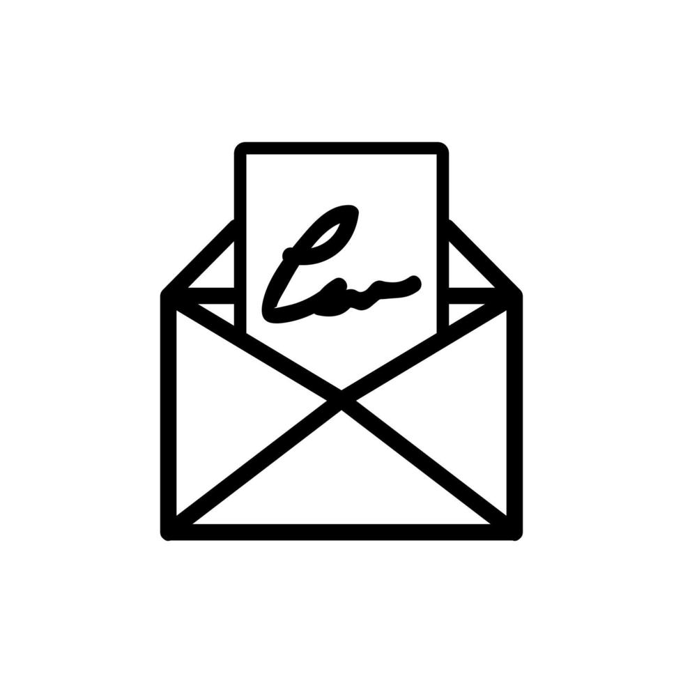 personal signature letter icon vector outline illustration