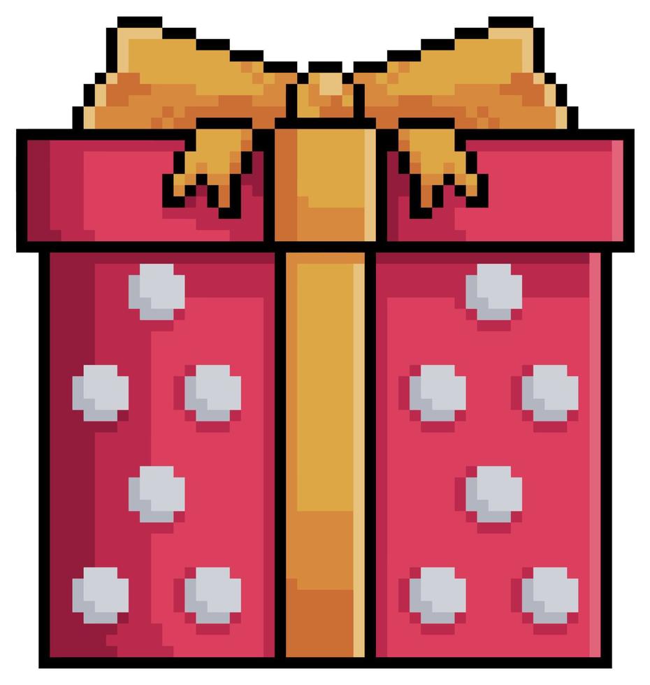 elemento de vector de regalo de navidad de pixel art para juego de 8 bits sobre fondo blanco