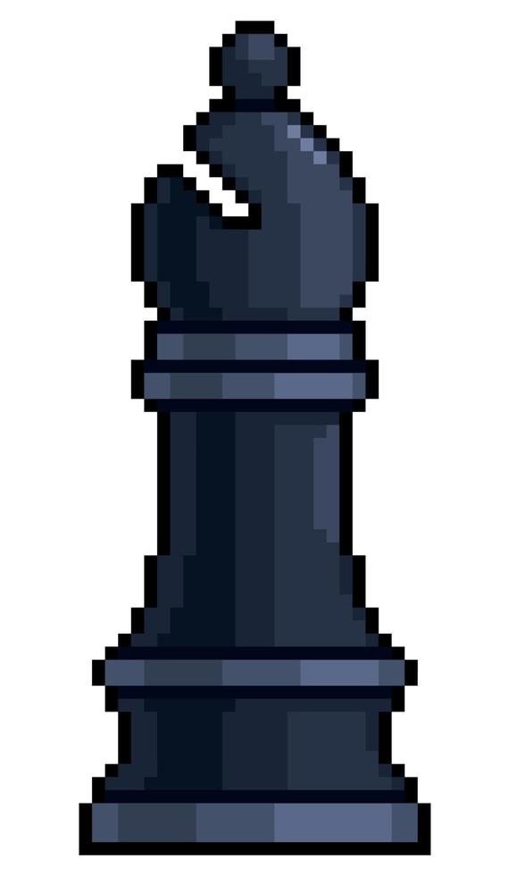 Pixel art bishop chess piece vector icon for 8bit game on white background