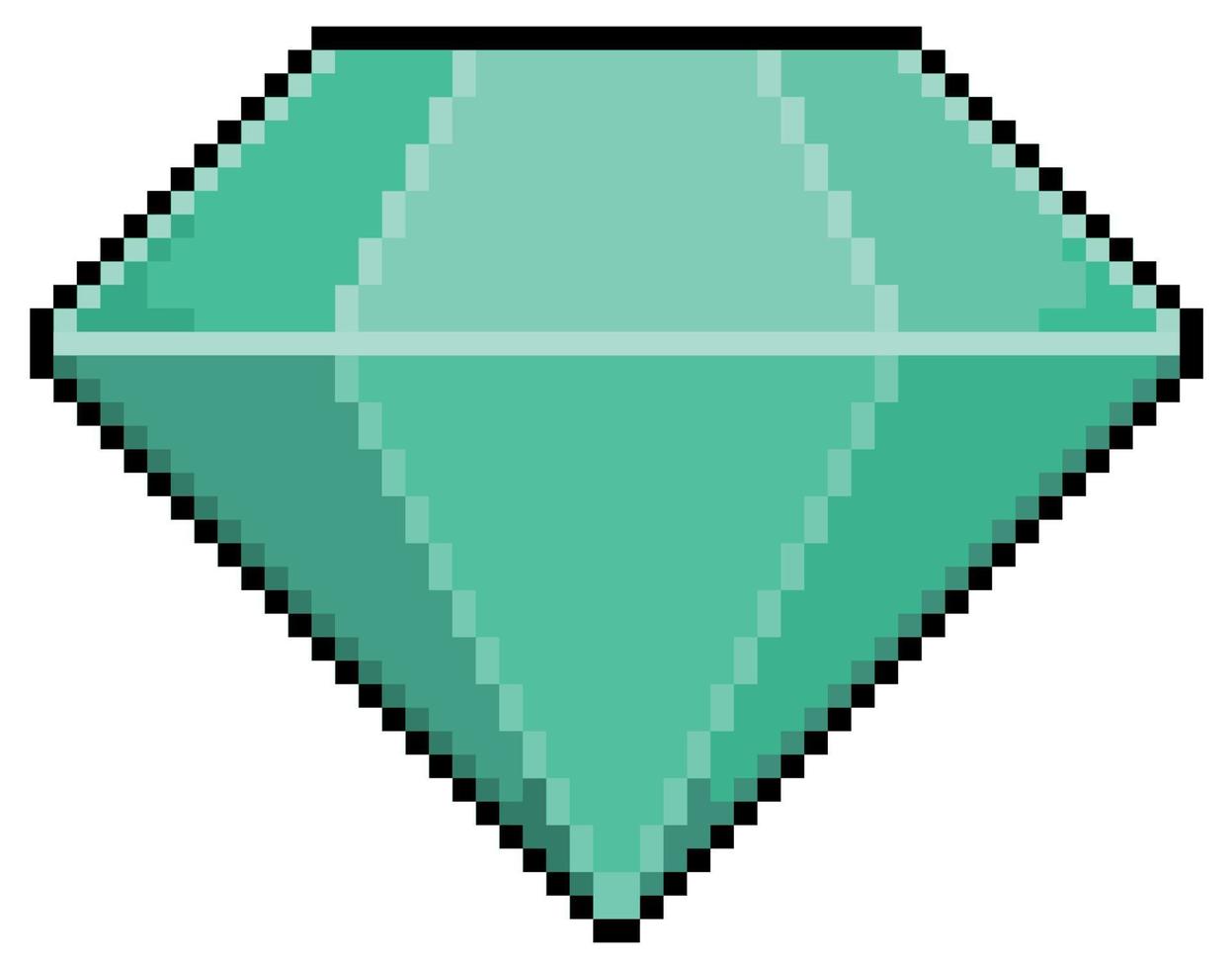 Pixel art diamond vector icon for 8bit game on white background