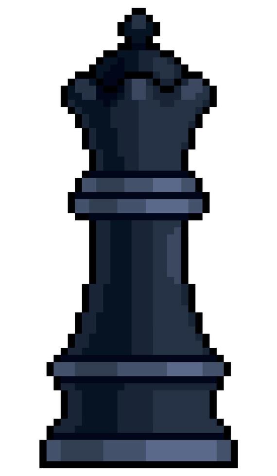 Pixel art queen chess piece vector icon for 8bit game on white background