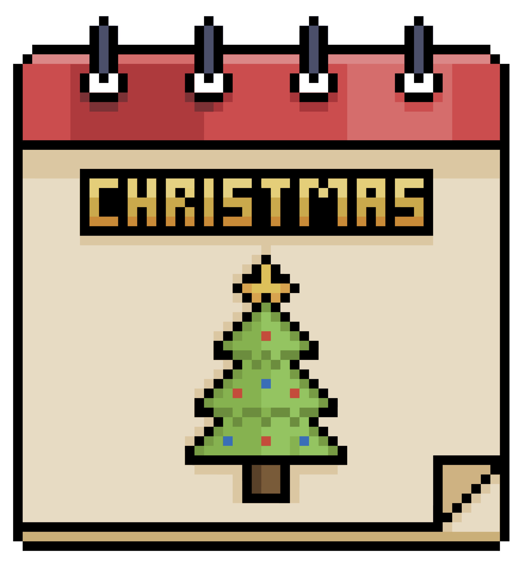 Pixel Art Christmas Calendar Vector Item For 8bit Game On White pixel-art-christmas-calendar-vector-item-for-8bit-game-on-white